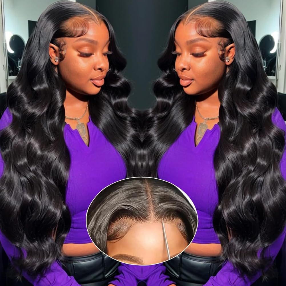 fornder 28 Inch 5x5 Wear and Go Glueless Wigs Human Hair Pre Plucked Pre Cut 5x5 HD Lace Closure Wigs Human Hair 180% Density Body Wave Lace Front Wigs Human Hair for Women Lace Front Wigs Human Hair