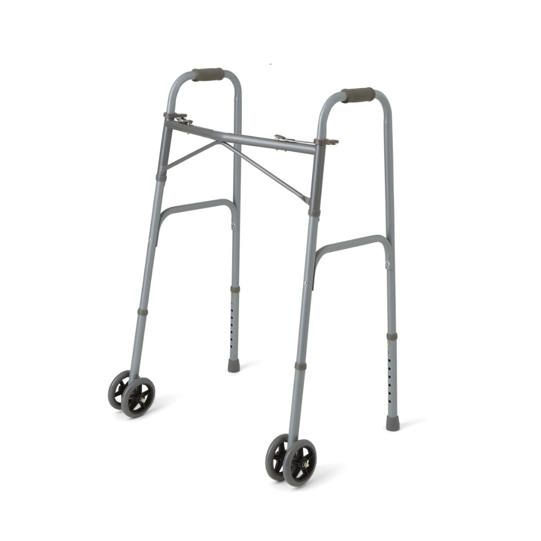 Medline Extra Wide Bariatric Walker with Wheels - 600 lb Capacity