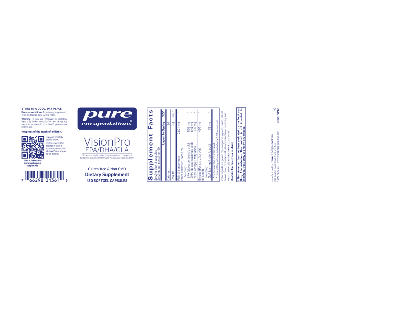 Pure Encapsulations VisionPro EPA/DHA/GLA