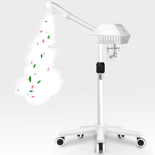 Professional Facial Steamer, Facial Steamer on Wheels, SPA Ozone Nano Facial Steamer, Stand Facial Steamer for Spa, Salon and at Home Use