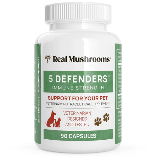Real Mushrooms 5 Defenders Organic Mushroom Blend Capsules for Pets 90 Chews NEW