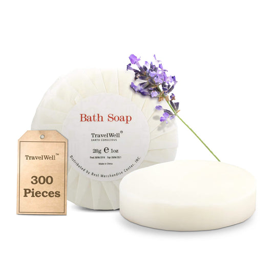Travelwell Bar Soap Bulk - 300 Pack, 1.0 oz (28g) Travel Size Soap Bars - Individually Wrapped Hotel Soap - Great for Vacation Rental and Airbnb Toiletries or Hygiene Kits Supplies