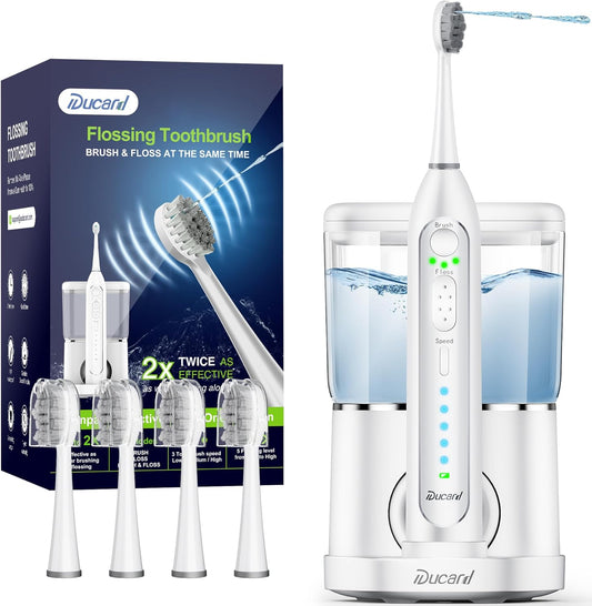Professional Flossing Toothbrush, Electric Toothbrush and Water Flosser Combo 3 in1 Cordless Advanced Water Dental Flosser Water flosser Toothbrush-Whiter Teeth & Healthier Gums