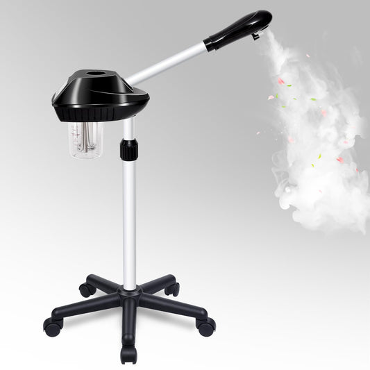 Professional Facial Steamer, Facial Steamer on Wheels, Ozone Facial Steamer with Time Setting, Stand Facial Steamer Adjustable Height for Spa, Salon and at Home Use