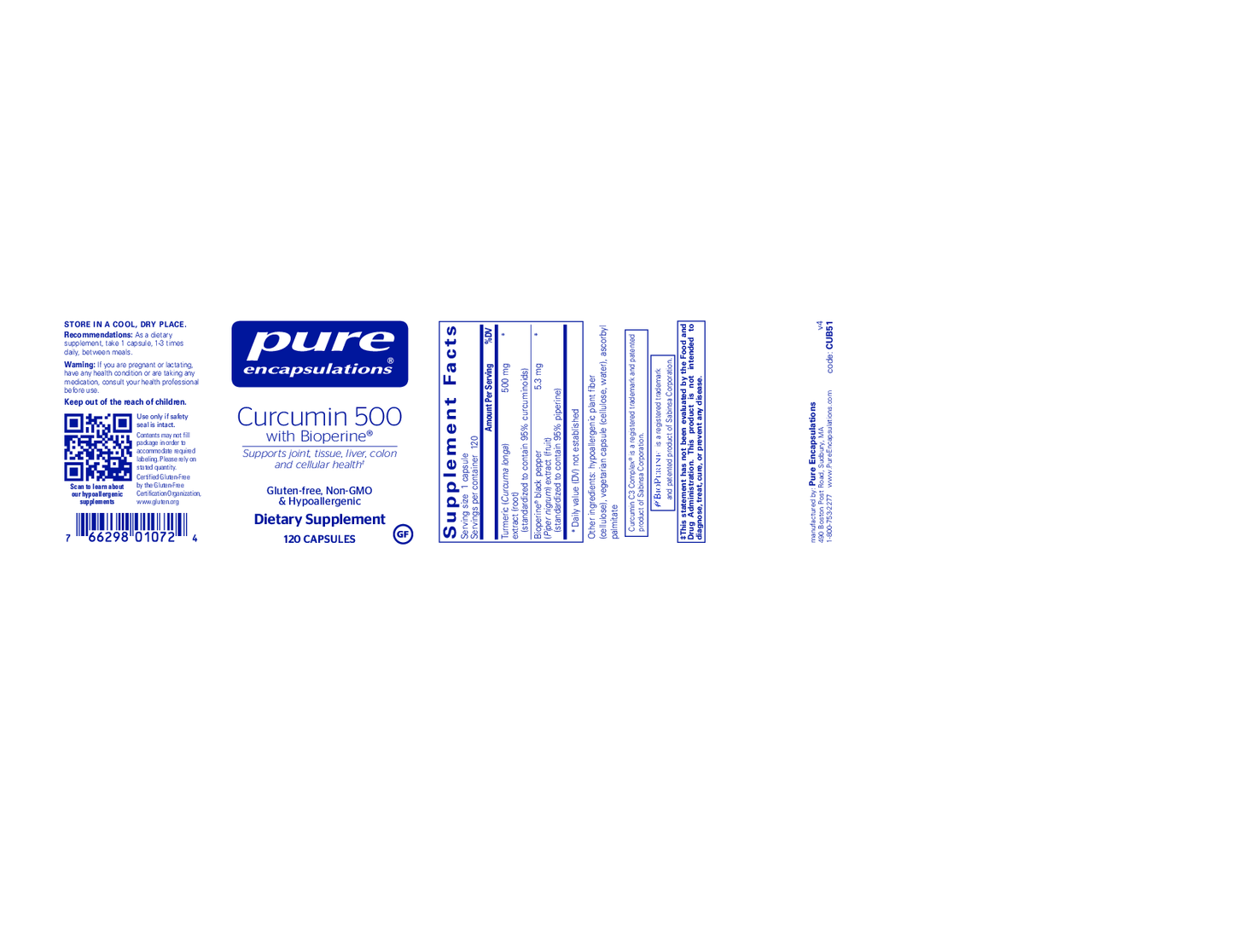 Pure Encapsulations Curcumin 500 with Bioperine