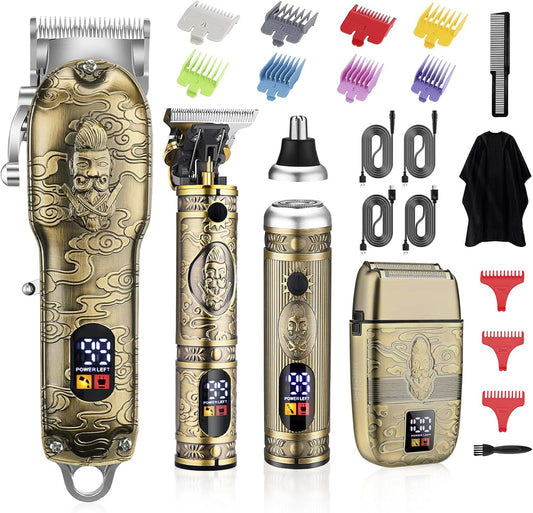 Soonsell Hair Clippers for Man T-Blade Trimmer Nose Hair Trimmer Hair shaver Set,Foil Shaver Trimmer_clippers for men professional,clippers for hair cutting,Electric Razor for Men, LCD Display(Bronze_