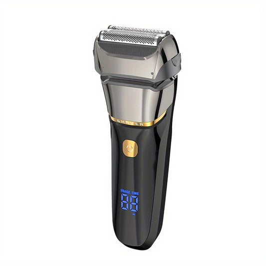 Rechargeable Electric Razor for Men: Wet/Dry Foil Shaver with LED Display & Pop-up Trimmer - IPX6 Waterproof!