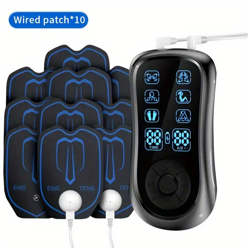 Rechargeable TENS& EMS Muscle Stimulator, Ten Patch Portable 6 Mode For Natural Pain Relief, 19 Adjustable Levels Of Intensity Electric Pulse Impulse Mini Massage Machine, Low Frequency Electronic Pulse Multifunctional Home Massager For Back Pain