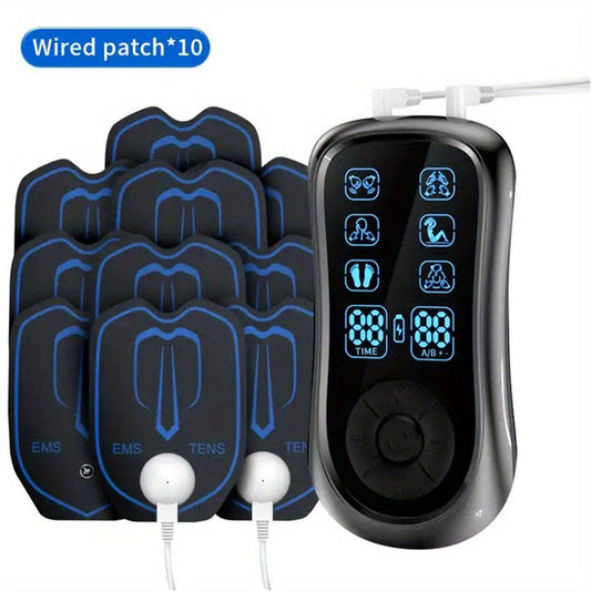 Rechargeable TENS& EMS Muscle Stimulator, Ten Patch Portable 6 Mode For Natural Pain Relief, 19 Adjustable Levels Of Intensity Electric Pulse Impulse Mini Massage Machine, Low Frequency Electronic Pulse Multifunctional Home Massager For Back Pain